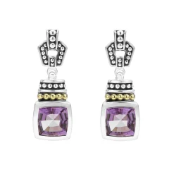 Two-Tone<LAGOS Amethyst Drop Earrings