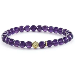Gold<LAGOS Amethyst Gold Station Bead Bracelet