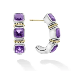 Two-Tone<LAGOS Amethyst Hoop Earrings