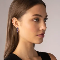 Two-Tone<LAGOS Amethyst Hoop Earrings