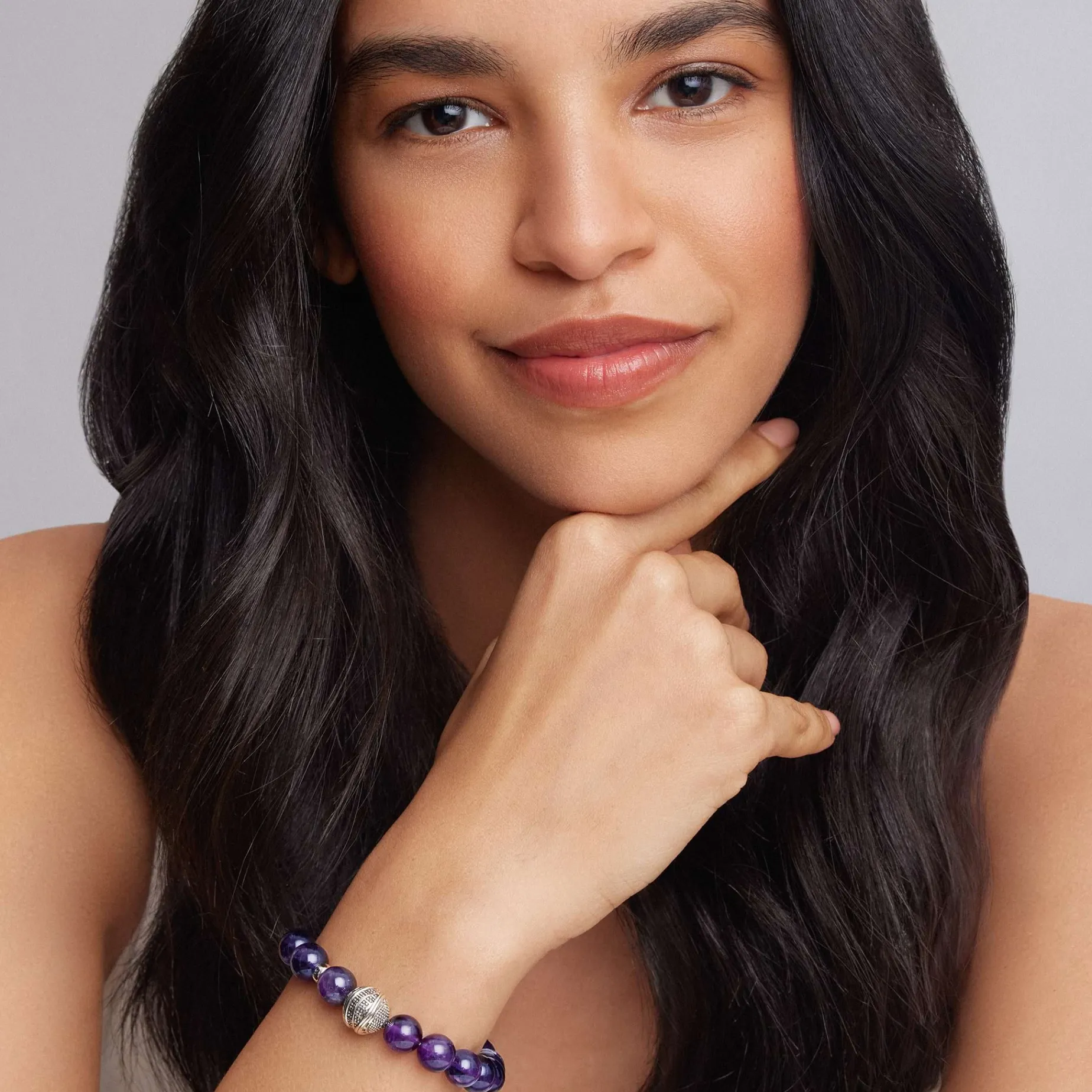 Silver<LAGOS Amethyst Silver Station Bead Bracelet