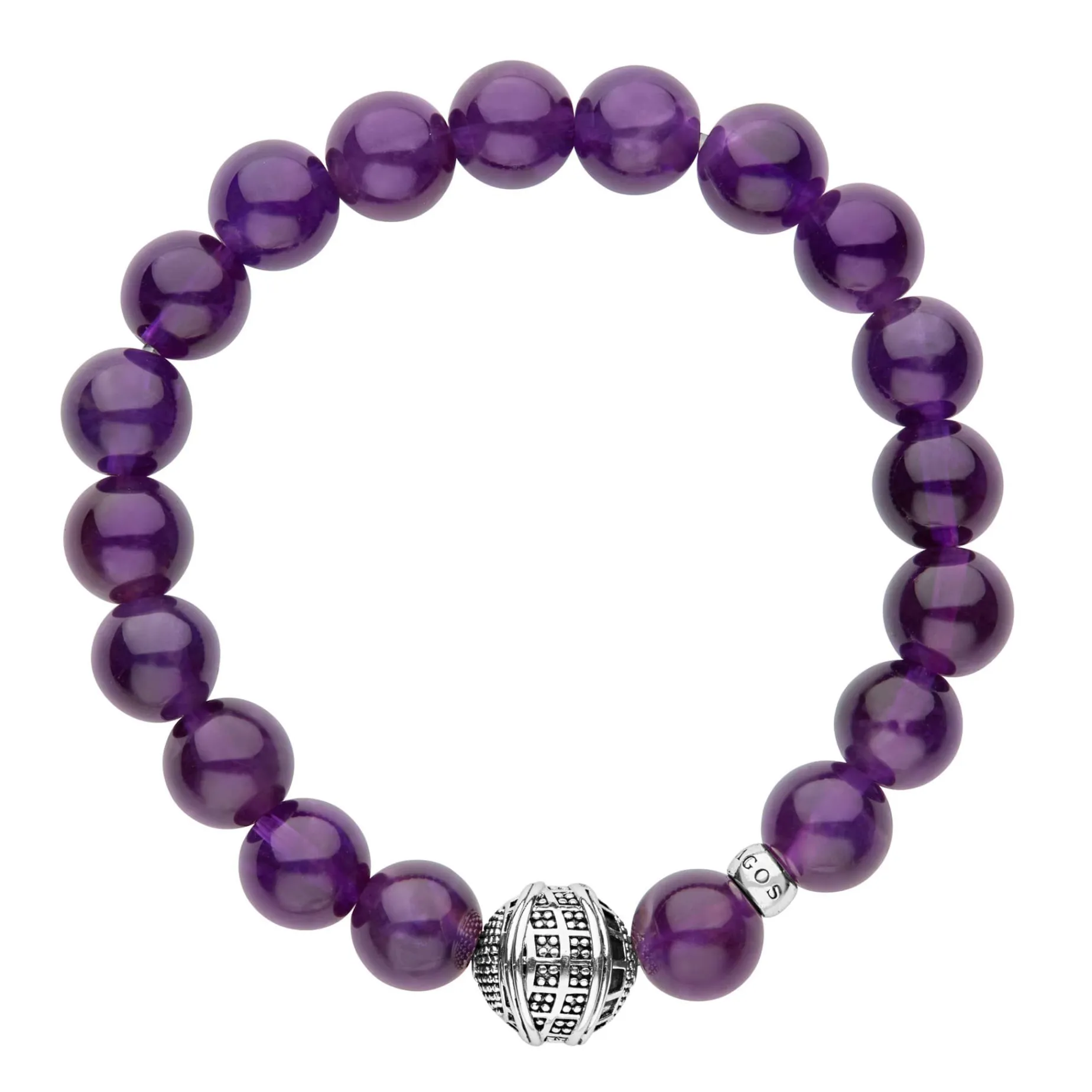 Silver<LAGOS Amethyst Silver Station Bead Bracelet