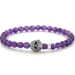 Silver<LAGOS Amethyst Skull Bracelet