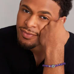 Gemstones<LAGOS Amethyst Skull Bracelet