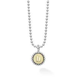 Two-Tone<LAGOS B Initial Charm Necklace