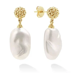 Gold<LAGOS Baroque Pearl Drop Earrings