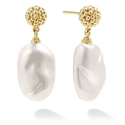 Gold<LAGOS Baroque Pearl Drop Earrings