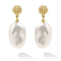 Gold<LAGOS Baroque Pearl Drop Earrings