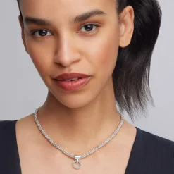 Silver<LAGOS Beaded Circle Pendant Necklace