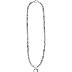 Silver<LAGOS Beaded Circle Pendant Necklace