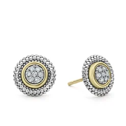 Two-Tone<LAGOS Beaded Diamond Stud Earrings