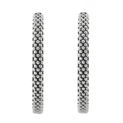 Silver<LAGOS Beaded Hoop Earrings