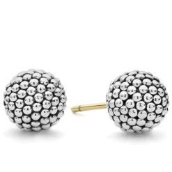 Silver<LAGOS Beaded Silver Stud Earrings