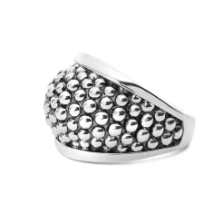 Silver<LAGOS Beaded Statement Ring