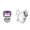 Two-Tone<LAGOS Bezel-Set Amethyst Earrings