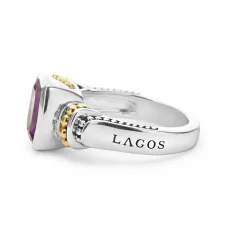 Two-Tone<LAGOS Bezel-Set Amethyst Ring