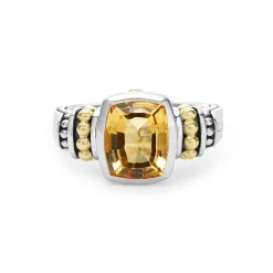 Two-Tone<LAGOS Bezel-Set Citrine Ring