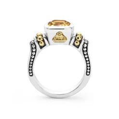 Two-Tone<LAGOS Bezel-Set Citrine Ring