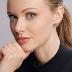 Two-Tone<LAGOS Bezel-Set Citrine Stud Earrings