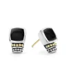 Two-Tone<LAGOS Bezel-Set Onyx Stud Earrings