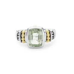 Two-Tone<LAGOS Bezel-Set Prasiolite Ring