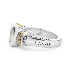 Two-Tone<LAGOS Bezel-Set Prasiolite Ring