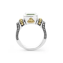 Two-Tone<LAGOS Bezel-Set Prasiolite Ring