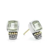 Two-Tone<LAGOS Bezel-Set Prasiolite Stud Earrings