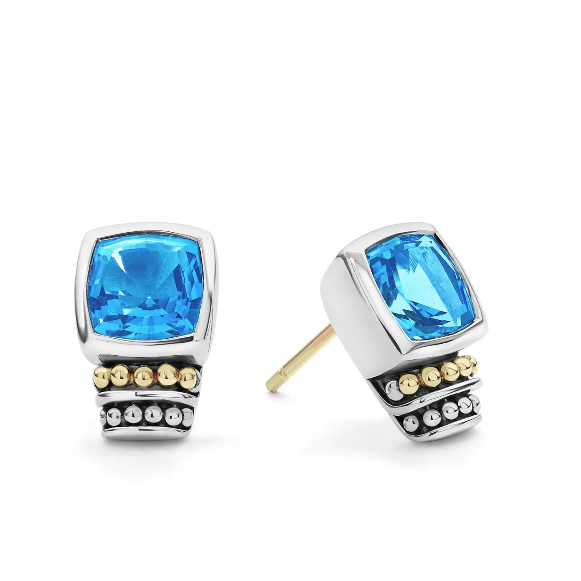 Gemstones<LAGOS Bezel-Set Swiss Blue Topaz Stud Earrings