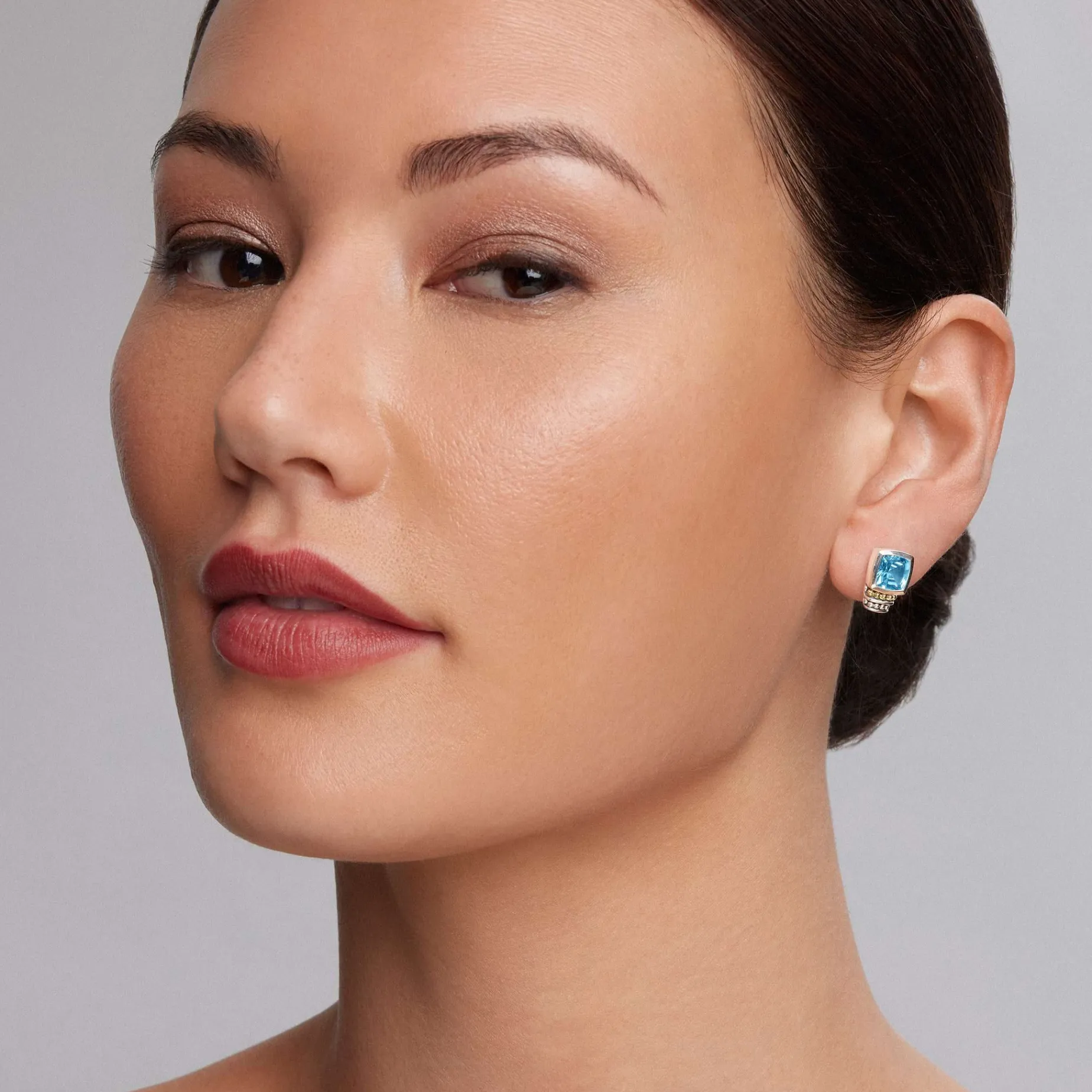 Gemstones<LAGOS Bezel-Set Swiss Blue Topaz Stud Earrings