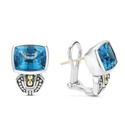 Gemstones<LAGOS Bezel-Set Swiss Blue Topaz Earrings
