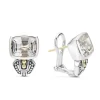 Two-Tone<LAGOS Bezel-Set White Topaz Earrings
