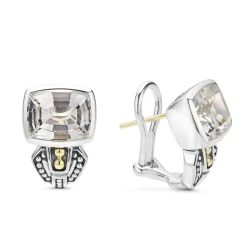 Two-Tone<LAGOS Bezel-Set White Topaz Earrings