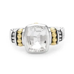 Two-Tone<LAGOS Bezel-Set White Topaz Ring