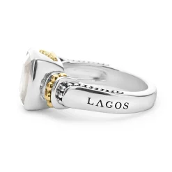 Two-Tone<LAGOS Bezel-Set White Topaz Ring