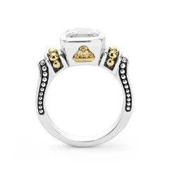 Two-Tone<LAGOS Bezel-Set White Topaz Ring