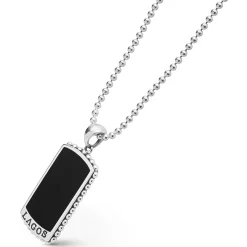 Amulets<LAGOS Black Agate Tag Amulet Necklace