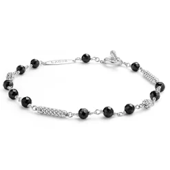 Silver<LAGOS Black Ceramic Beaded Bracelet