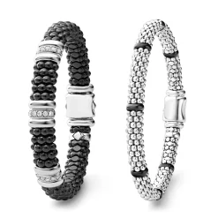 Two-Tone<LAGOS Black Ceramic Caviar Bracelet Gift Set