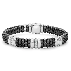 Two-Tone<LAGOS Black Ceramic Caviar Bracelet Gift Set