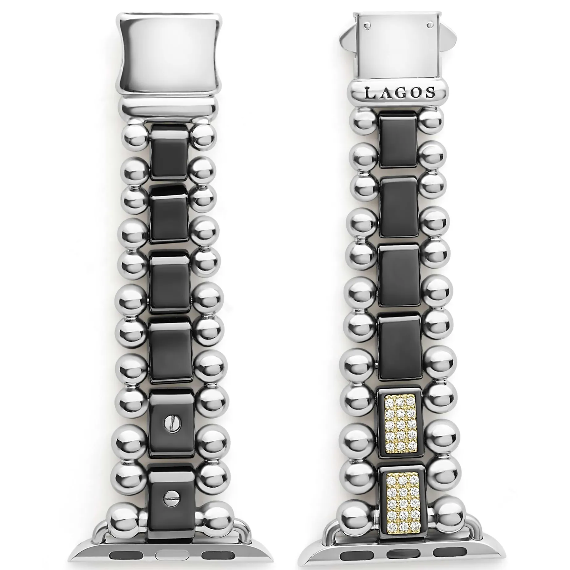 Diamonds<LAGOS Black Ceramic Half Diamond Watch Bracelet-38-45Mm