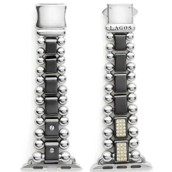 Two-Tone<LAGOS Black Ceramic Half Diamond Watch Bracelet-38-45Mm