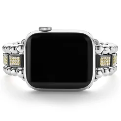 Two-Tone<LAGOS Black Ceramic Half Diamond Watch Bracelet-38-45Mm