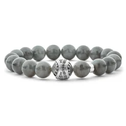 Silver<LAGOS Black Jade Silver Station Bead Bracelet