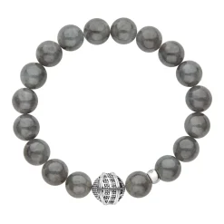 Silver<LAGOS Black Jade Silver Station Bead Bracelet