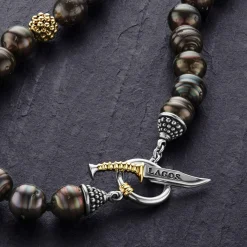 Necklaces & Chains<LAGOS Black Pearl Gold Station Bead Necklace