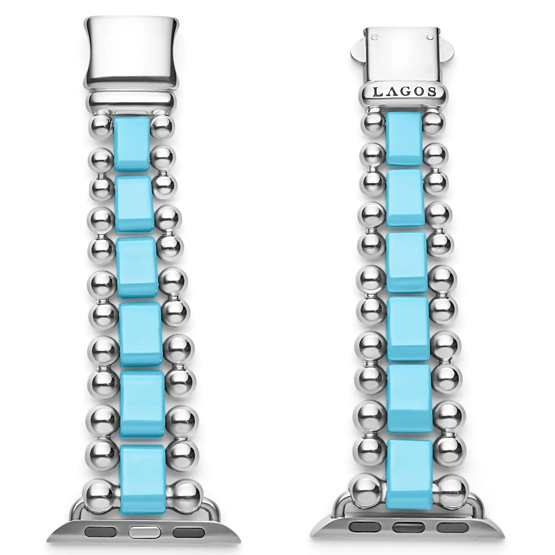 Watch Bands<LAGOS Blue Ceramic And Stainless Steel Watch Bracelet-38-45Mm