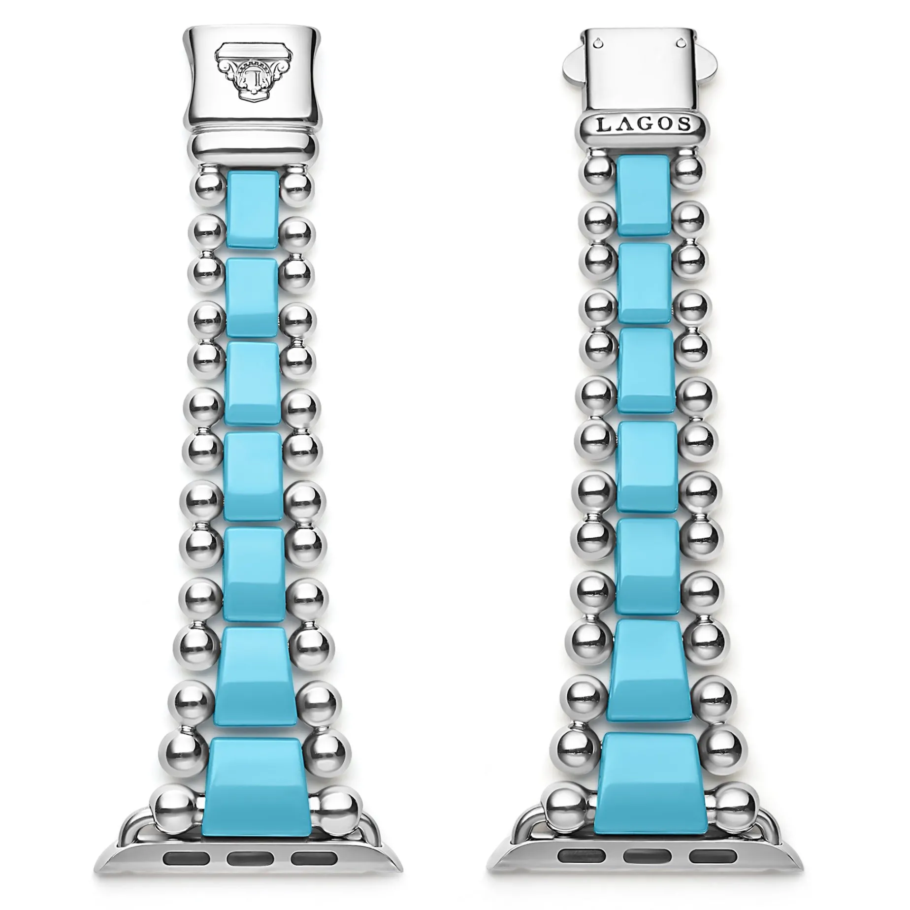 Watch Bands<LAGOS Blue Ceramic And Stainless Steel Watch Bracelet-42-49Mm