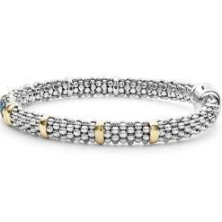 Two-Tone<LAGOS Blue Sapphire Caviar Bracelet | 6Mm