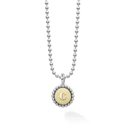 Two-Tone<LAGOS C Initial Charm Necklace